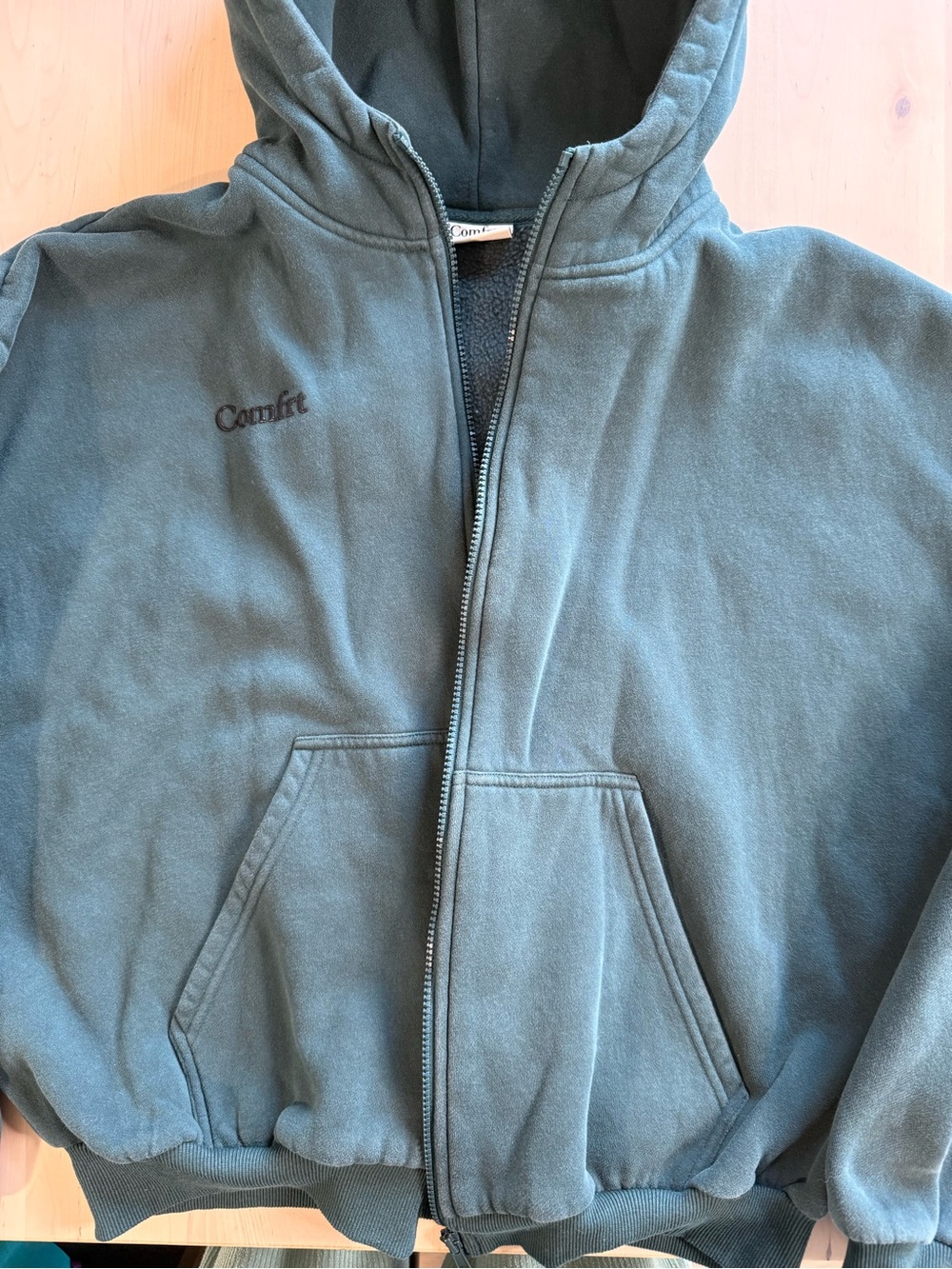 Comfort Cloud Zip Hoodie in Pine Adult Small | Dark Teal Cozy Zip-Up Hoodie - Picture 7 of 8